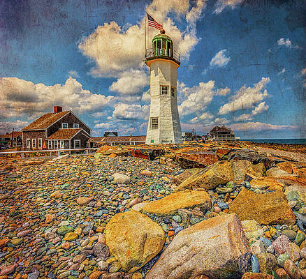 Wall Art - Photograph - Clouds At Scituate Lighthouse With Texture by Brian MacLean