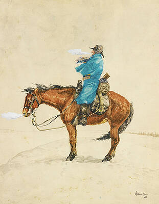 Cold Day on Picket Print by Frederic Remington