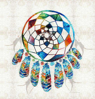 Wall Art - Painting - Colorful Dream Catcher by Sharon Cummings by Sharon Cummings