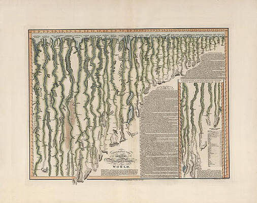 Wall Art - Drawing - Comparative View of the Lengths of the Rivers in the World - Historical Chart by Studio Grafiikka