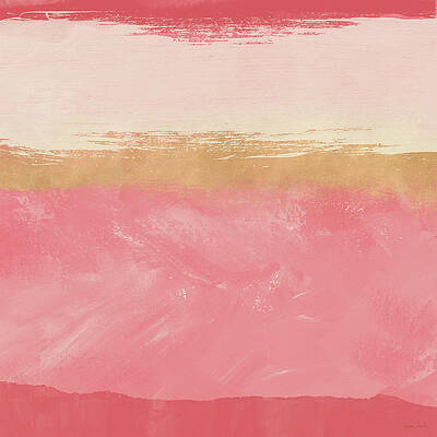 Wall Art - Mixed Media - Coral and Gold Abstract 2- Art by Linda Woods by Linda Woods