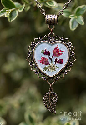Coral Bell Pressed Flower Pendant by Em Witherspoon Coral Bell Pressed Flower Pendant by Em Witherspoon