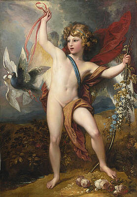 Cupid Releasing Two Doves Print by Benjamin West