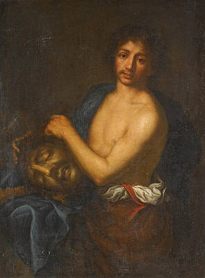 David With The Head Of Goliath Print by Girolamo Forabosco