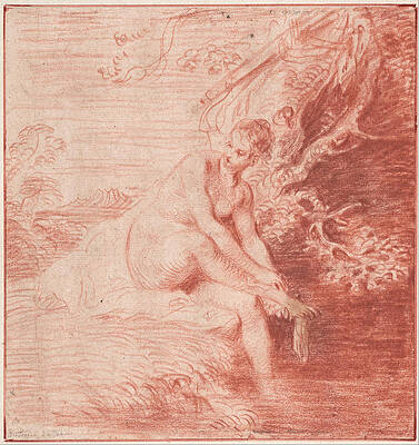 Diana Bathing Print by Antoine Watteau