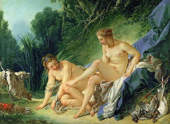 Diana Resting after her Bath Print by Francois Boucher