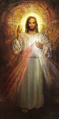 Wall Art - Painting - Divine Mercy, Sacred Heart of Jesus 1 by Terezia Sedlakova