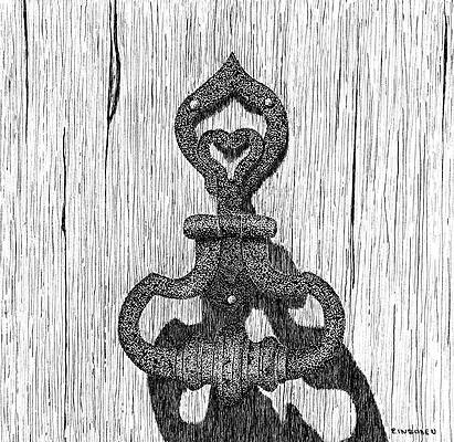 Old lock and latch Drawing by Ed Einboden - Pixels