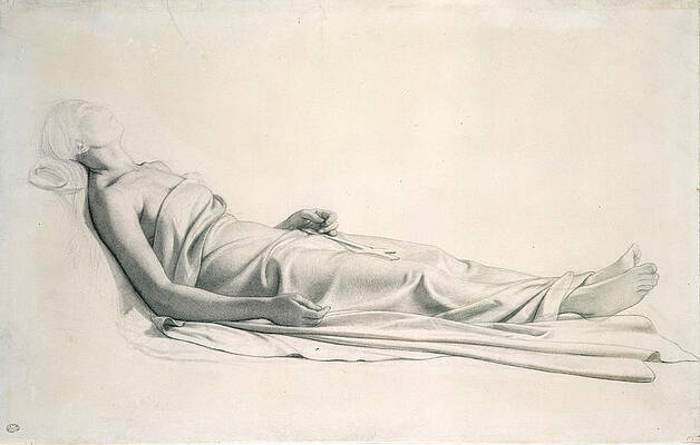 Drapery Study for the Figure of the Dying Mary Magdalen Print by Paul Delaroche