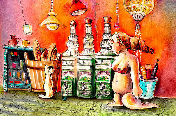 Wall Art - Painting - Drinking Herbs In Cala Ratjada by Miki De Goodaboom