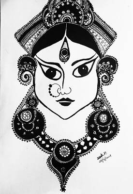 Durga maa Drawing by Kumkum Singh - Pixels-saigonsouth.com.vn