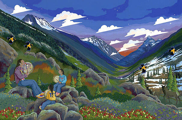 Wall Art - Painting - Eagle Boys Learn to Sing by Chholing Taha