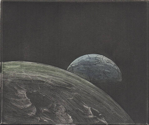 Wall Art - Drawing - Earth and Moon  by Erik Paul