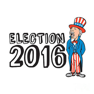 Wall Art - Digital Art - Election 2016 Uncle Sam Shouting Retro by Aloysius Patrimonio