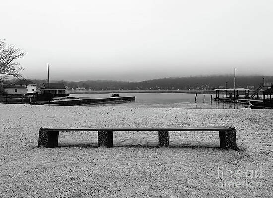 Wall Art - Photograph - Empty Bench on an Empty Beach by Mark Miller