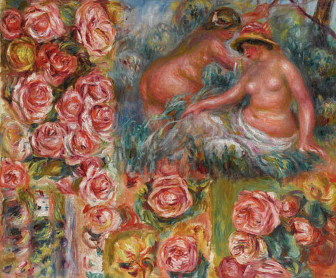 Etude de Nus et de Fleurs Print by Pierre-Auguste Renoir