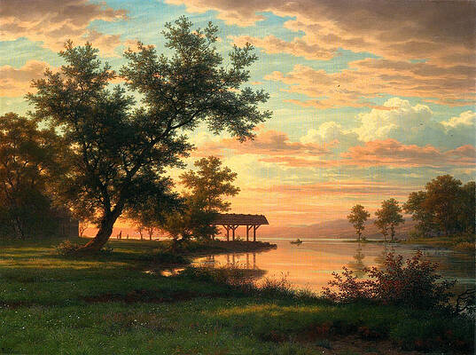 Evening Atmosphere by the Lakeside Print by Robert Zuend