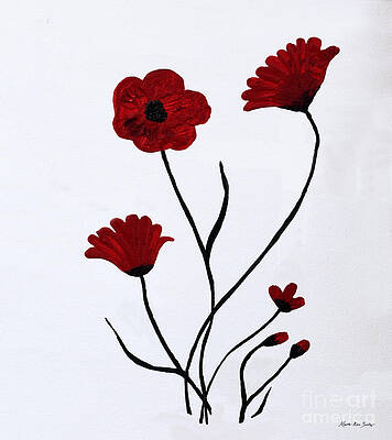 Wall Art - Painting - Expressive Abstract Poppies A61516 by Mas Art Studio