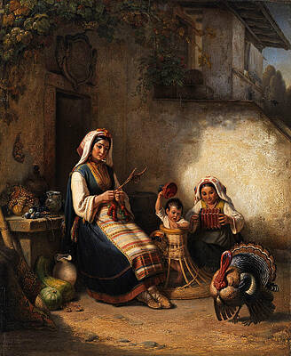 Family scene from Istria Print by Kaspar Kaltenmoser