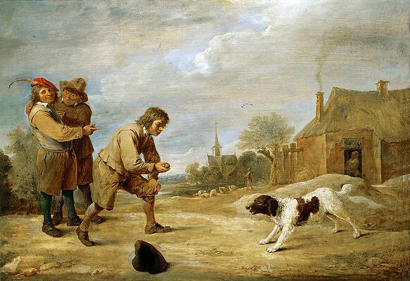 Farmboy with a Dog Print by David Teniers the Younger