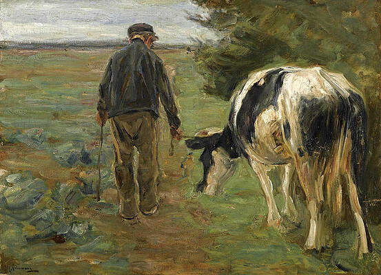 Farmer and Cow Print by Max Liebermann