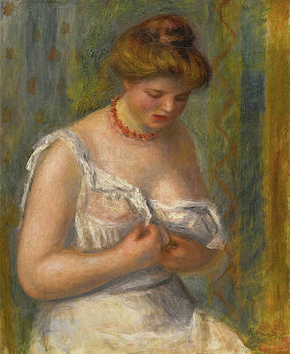 Femme en Chemise Blanc Print by Pierre-Auguste Renoir
