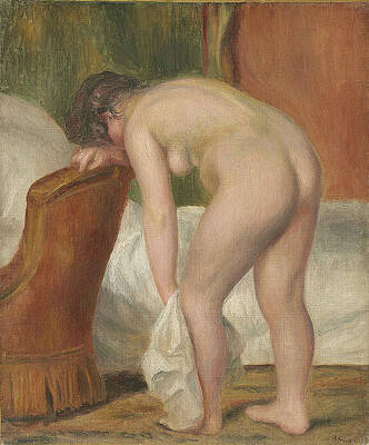 Femme nue debout, s'essuyant la jambe Print by Pierre-Auguste Renoir