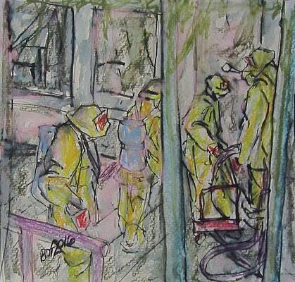 Wall Art - Painting - Fire Fighters by Barbara O'Toole