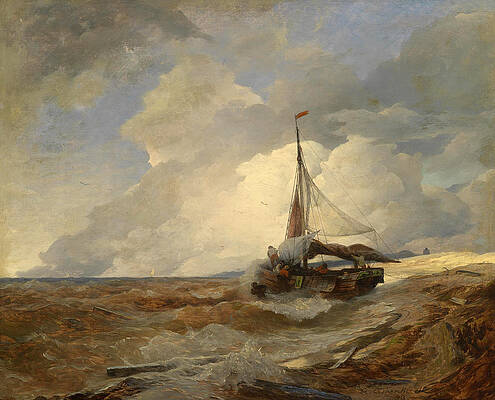 Fishing Boat in distress Print by Andreas Achenbach