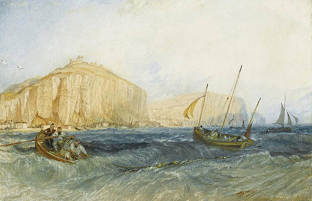 Fishing Boats off Hastings Print by Joseph Mallord William Turner