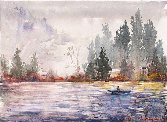 Wall Art - Painting - Fishing by Kristina Vardazaryan