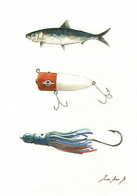 Vintage Fishing Lure Illustration Metal Print for Sale by