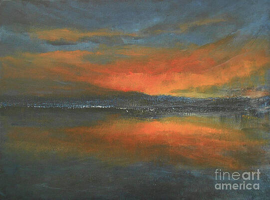 Wall Art - Painting - Flaming Sunset by Jane See