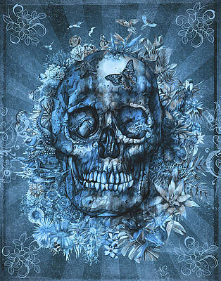 Wall Art - Painting - Floral Tropical Skull Vintage by Bekim M