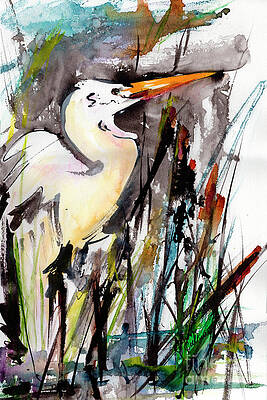 Wall Art - Painting - Florida Birds Great White Egret by Ginette Callaway
