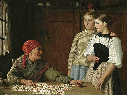 Fortune Teller Print by Albert Anker