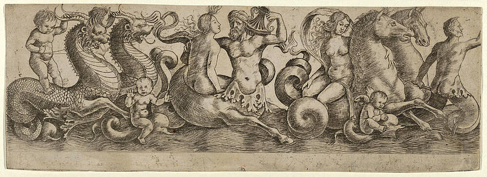 Frieze With Tritons And Nymphs Print by Girolamo Mocetto