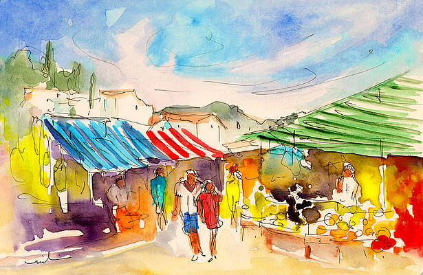 Village Market Painting by Emmanuel Dostaly - Fine Art America