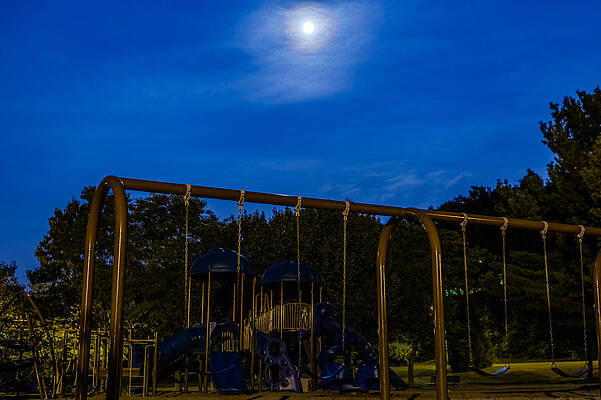 Wall Art - Photograph - Full moon over playground by SAURAVphoto Online Store