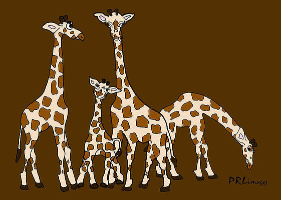 Giraffe Family Drawings - Pixels