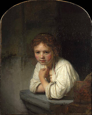 Girl at a Window Print by Rembrandt