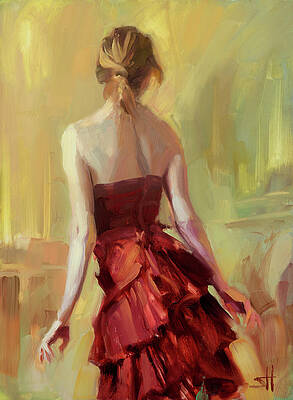 Wall Art - Painting - Girl in a Copper Dress I by Steve Henderson