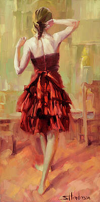Wall Art - Painting - Girl in a Copper Dress III by Steve Henderson