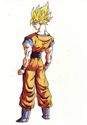Wall Art - Drawing - Goku super guerrier by Venance Motema