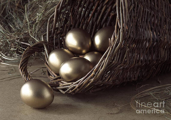 Wall Art - Photograph - Golden Eggs In Basket by Gerard Lacz