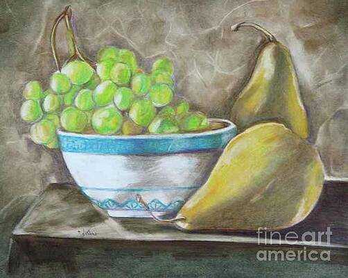 Wall Art - Drawing - Golden Fruit. by Sandra Valentini