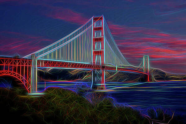 Wall Art - Photograph - Golden Gate Neon by Kelley King