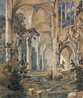 Gothic Church Ruin Print by Carl Blechen