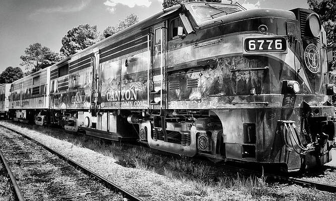 Wall Art - Photograph - Grand Canyon Railway in Arizona USA - Black and White by Gregory Ballos