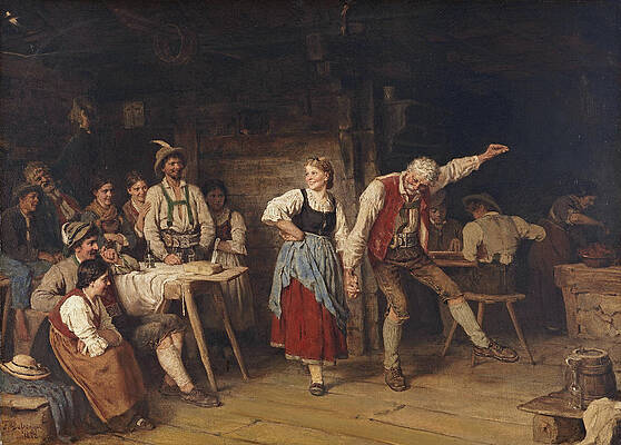 Grandfather's Dancing Lesson Print by Franz von Defregger